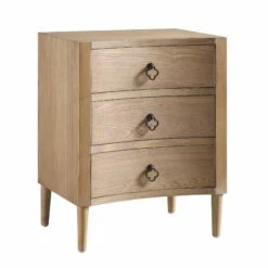 Thalia Concave 3 Drawer Bedside Table, Natural -FINZ Furniture Shop XXNS 021 NAT WB2