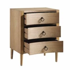 Thalia Concave 3 Drawer Bedside Table, Natural -FINZ Furniture Shop XXNS 021 NAT WB3