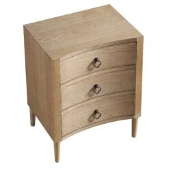 Thalia Concave 3 Drawer Bedside Table, Natural -FINZ Furniture Shop XXNS 021 NAT WB4