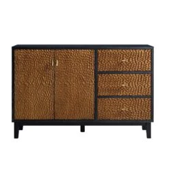 Bianca Chip Carved 2-Door 3-Drawer Sideboard, Antique Bronze & Black 19 Bianca Chip Carved 2-Door 3-Drawer Sideboard, Antique Bronze & Black -FINZ Furniture Shop XXSB 006 GOLD BLACK WB1