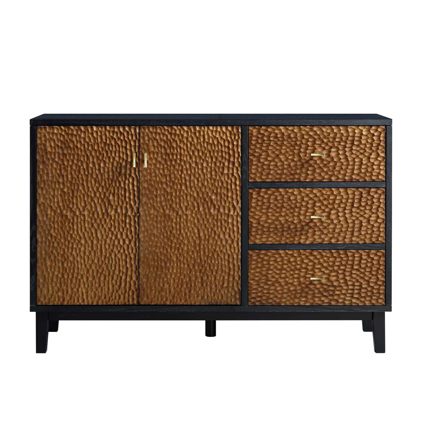 Bianca Chip Carved 2-Door 3-Drawer Sideboard, Antique Bronze & Black 6 Bianca Chip Carved 2-Door 3-Drawer Sideboard, Antique Bronze & Black - Image 4