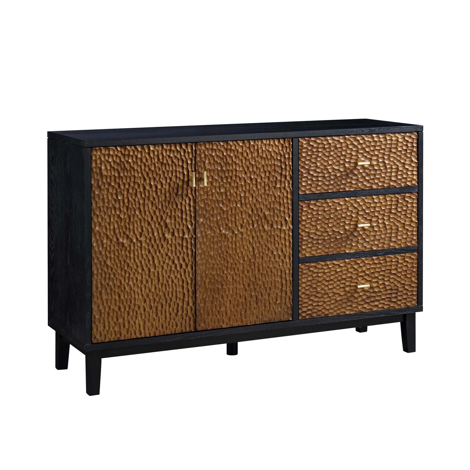 Bianca Chip Carved 2-Door 3-Drawer Sideboard, Antique Bronze & Black 8 Bianca Chip Carved 2-Door 3-Drawer Sideboard, Antique Bronze & Black - Image 6