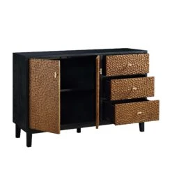 Bianca Chip Carved 2-Door 3-Drawer Sideboard, Antique Bronze & Black 22 Bianca Chip Carved 2-Door 3-Drawer Sideboard, Antique Bronze & Black -FINZ Furniture Shop XXSB 006 GOLD BLACK WB3