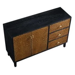 Bianca Chip Carved 2-Door 3-Drawer Sideboard, Antique Bronze & Black 23 Bianca Chip Carved 2-Door 3-Drawer Sideboard, Antique Bronze & Black -FINZ Furniture Shop XXSB 006 GOLD BLACK WB4
