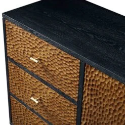 Bianca Chip Carved 2-Door 3-Drawer Sideboard, Antique Bronze & Black 26 Bianca Chip Carved 2-Door 3-Drawer Sideboard, Antique Bronze & Black -FINZ Furniture Shop XXSB 006 GOLD BLACK detail1
