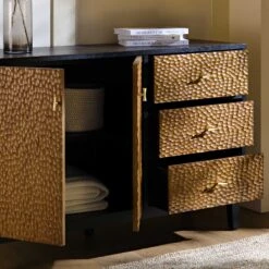 Bianca Chip Carved 2-Door 3-Drawer Sideboard, Antique Bronze & Black 18 Bianca Chip Carved 2-Door 3-Drawer Sideboard, Antique Bronze & Black -FINZ Furniture Shop XXSB 006 GOLD BLACK scene2