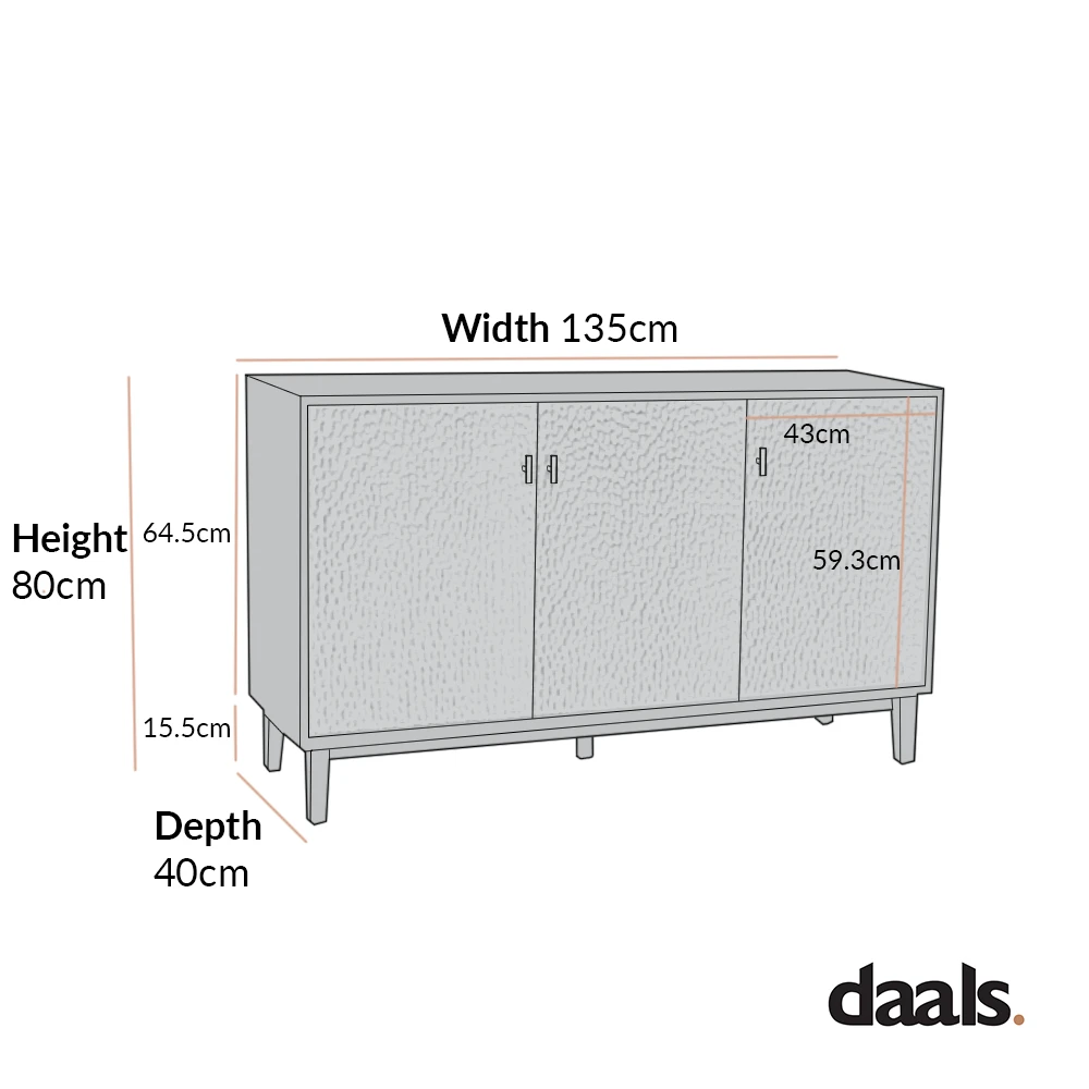 Bianca Chip Carved 3 Door Sideboard, Antique Bronze & Black 7 Bianca Chip Carved 3 Door Sideboard, Antique Bronze & Black - Image 5
