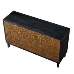 Bianca Chip Carved 3 Door Sideboard, Antique Bronze & Black 20 Bianca Chip Carved 3 Door Sideboard, Antique Bronze & Black -FINZ Furniture Shop XXSB 009 GOLD BLACK WB4