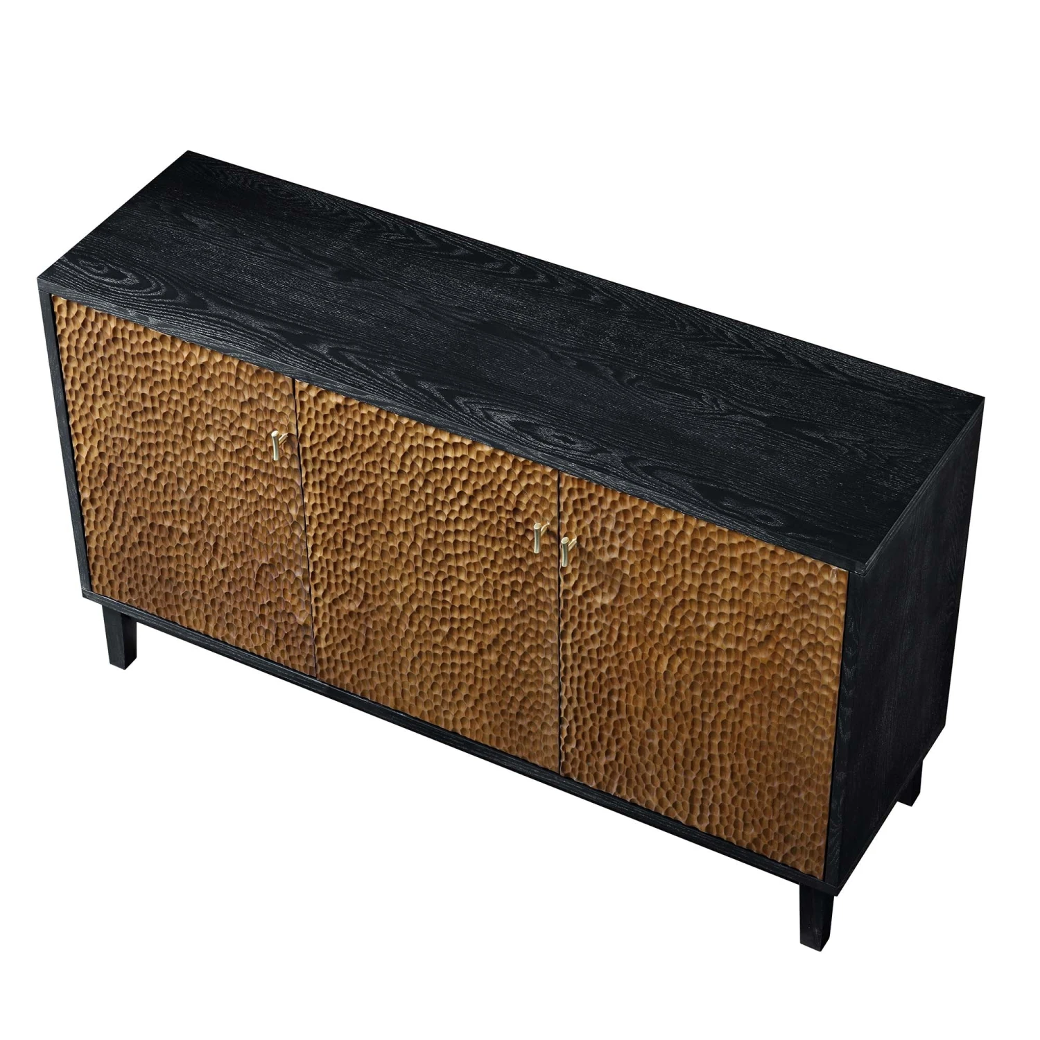Bianca Chip Carved 3 Door Sideboard, Antique Bronze & Black 10 Bianca Chip Carved 3 Door Sideboard, Antique Bronze & Black - Image 8