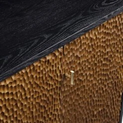 Bianca Chip Carved 3 Door Sideboard, Antique Bronze & Black 23 Bianca Chip Carved 3 Door Sideboard, Antique Bronze & Black -FINZ Furniture Shop XXSB 009 GOLD BLACK detail1