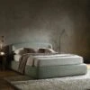 Constance Winged Headboard Ottoman Storage Bed, Olive Linen -FINZ Furniture Shop ZD 2182 OLIVE LIN main