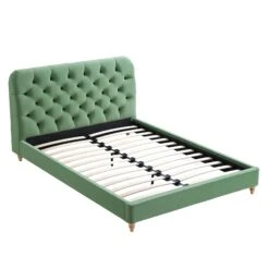 Leamington Deep-Buttoned Upholstered Bed, Meadow Green Velvet -FINZ Furniture Shop ZX 1063 CUCU VEL WB3