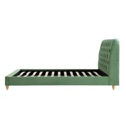 Leamington Deep-Buttoned Upholstered Bed, Meadow Green Velvet -FINZ Furniture Shop ZX 1063 CUCU VEL WB4