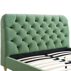 Leamington Deep-Buttoned Upholstered Bed, Meadow Green Velvet -FINZ Furniture Shop ZX 1063 CUCU VEL detail1