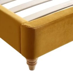 Leamington Deep-Buttoned Upholstered Bed, Turmeric Yellow Velvet -FINZ Furniture Shop ZX 1063 MUST VEL detail3