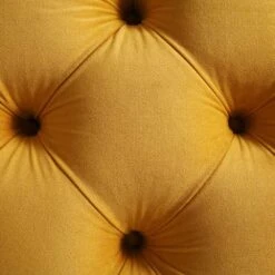 Leamington Deep-Buttoned Upholstered Bed, Turmeric Yellow Velvet -FINZ Furniture Shop ZX 1063 MUST VEL detail4