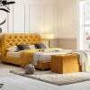 Leamington Deep-Buttoned Upholstered Bed, Turmeric Yellow Velvet 2 Leamington Deep-Buttoned Upholstered Bed, Turmeric Yellow Velvet -FINZ Furniture Shop ZX 1063 MUST VEL scene2