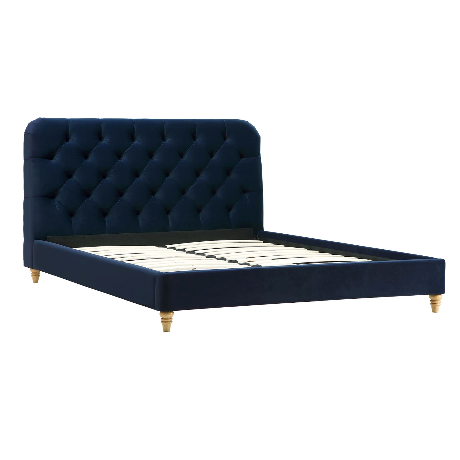 Leamington Deep-Buttoned Upholstered Bed, Midnight Blue Velvet 8 Leamington Deep-Buttoned Upholstered Bed, Midnight Blue Velvet - Image 6
