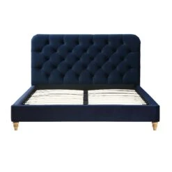 Leamington Deep-Buttoned Upholstered Bed, Midnight Blue Velvet 20 Leamington Deep-Buttoned Upholstered Bed, Midnight Blue Velvet -FINZ Furniture Shop ZX 1063 NAVY VEL WB2