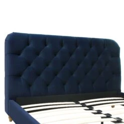 Leamington Deep-Buttoned Upholstered Bed, Midnight Blue Velvet 26 Leamington Deep-Buttoned Upholstered Bed, Midnight Blue Velvet -FINZ Furniture Shop ZX 1063 NAVY VEL detail1