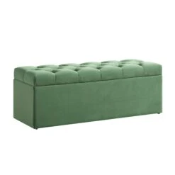 Leamington Deep-Buttoned Ottoman Storage Bench, Meadow Green Velvet 19 Leamington Deep-Buttoned Ottoman Storage Bench, Meadow Green Velvet -FINZ Furniture Shop ZX 2183 CUCU VEL WB1