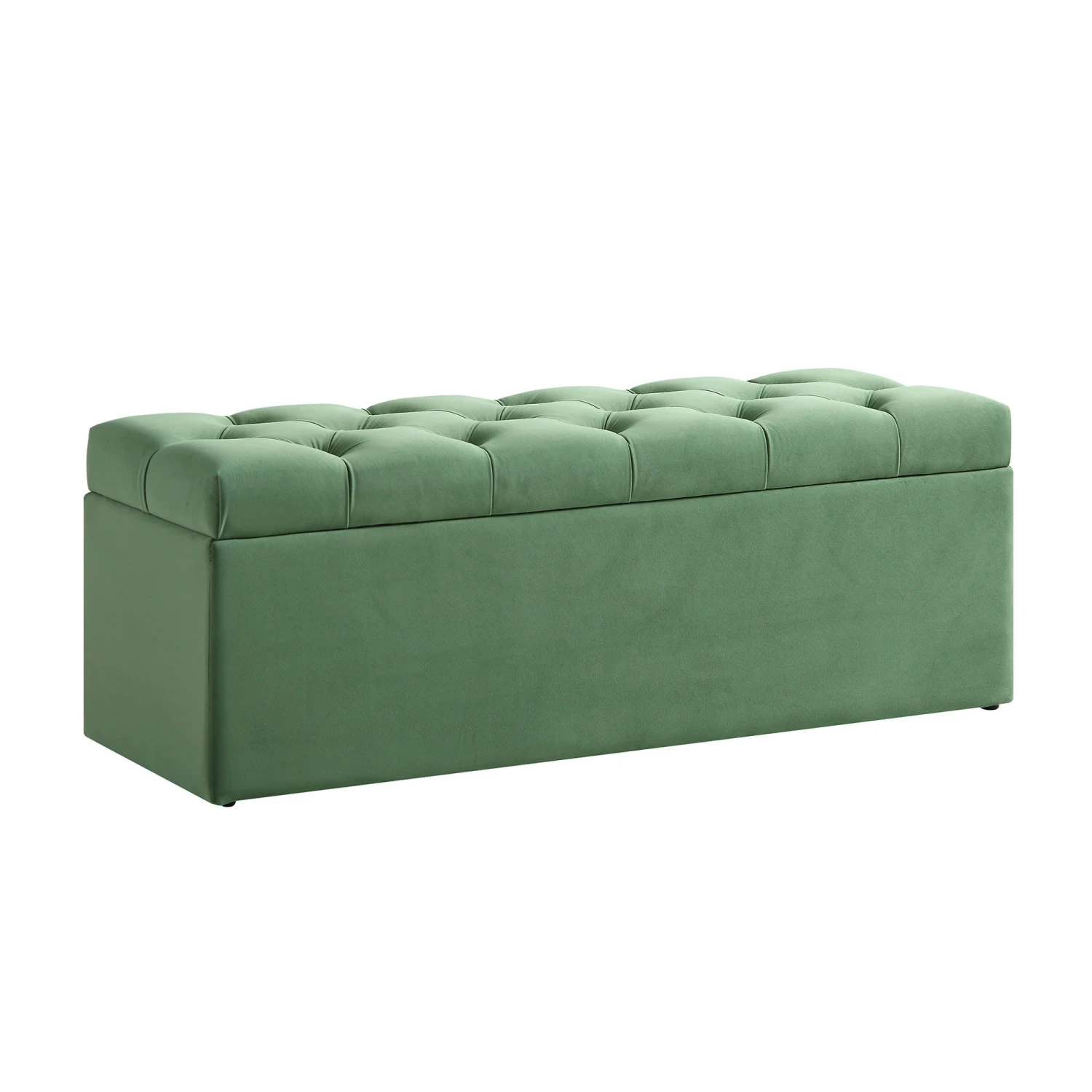 Leamington Deep-Buttoned Ottoman Storage Bench, Meadow Green Velvet 9 Leamington Deep-Buttoned Ottoman Storage Bench, Meadow Green Velvet - Image 7
