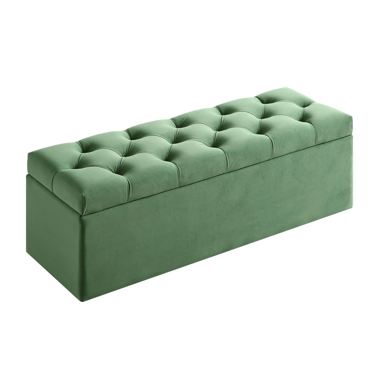 Leamington Deep-Buttoned Ottoman Storage Bench, Meadow Green Velvet 8 Leamington Deep-Buttoned Ottoman Storage Bench, Meadow Green Velvet - Image 6