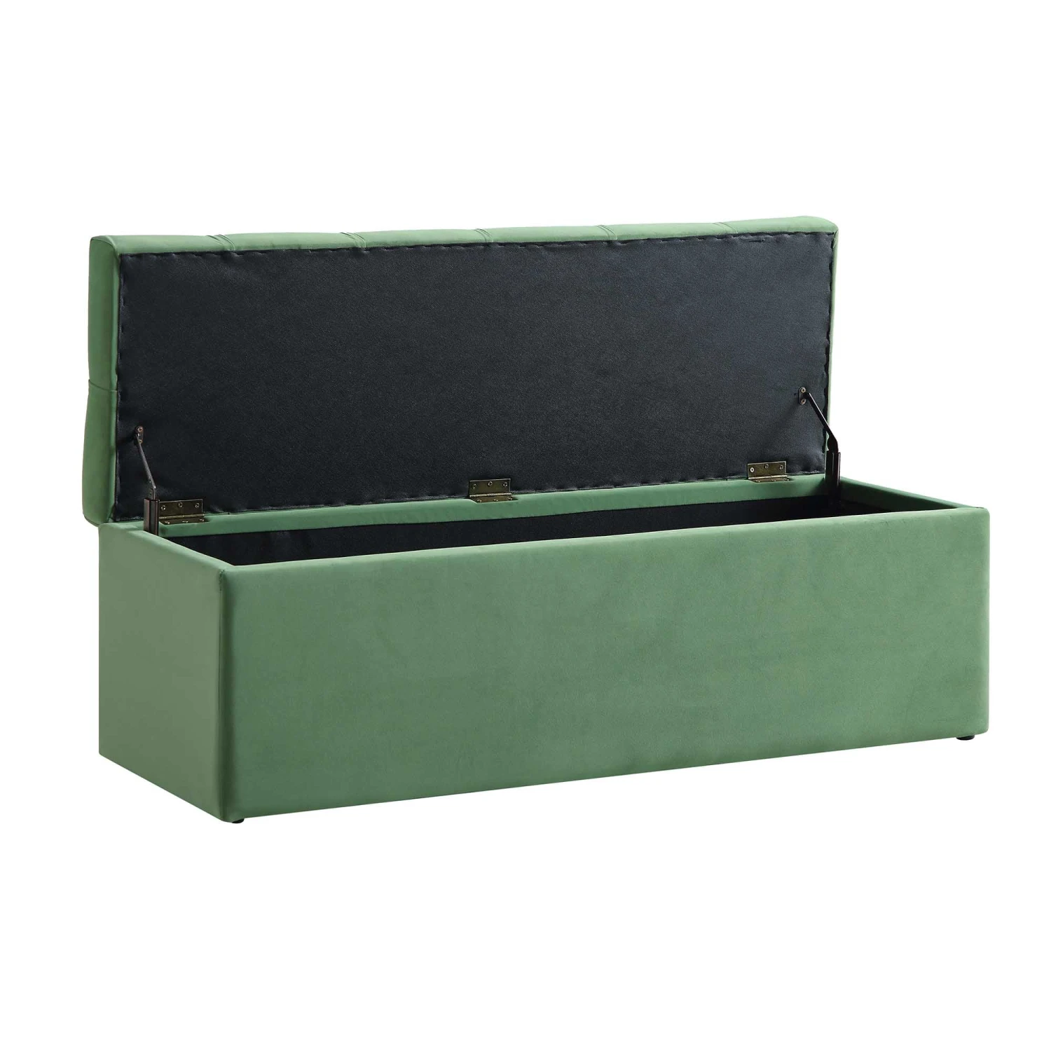 Leamington Deep-Buttoned Ottoman Storage Bench, Meadow Green Velvet 10 Leamington Deep-Buttoned Ottoman Storage Bench, Meadow Green Velvet - Image 8