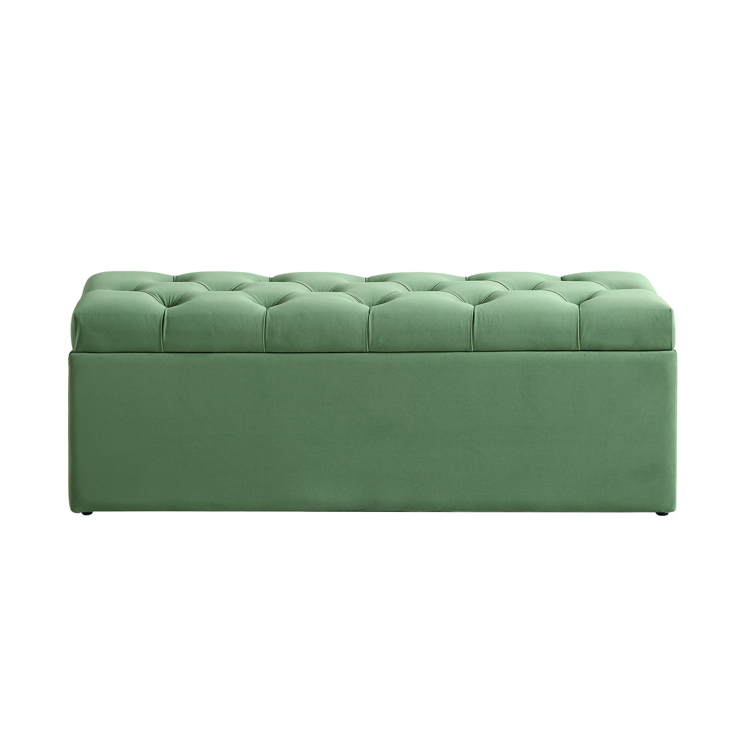 Leamington Deep-Buttoned Ottoman Storage Bench, Meadow Green Velvet 6 Leamington Deep-Buttoned Ottoman Storage Bench, Meadow Green Velvet - Image 4