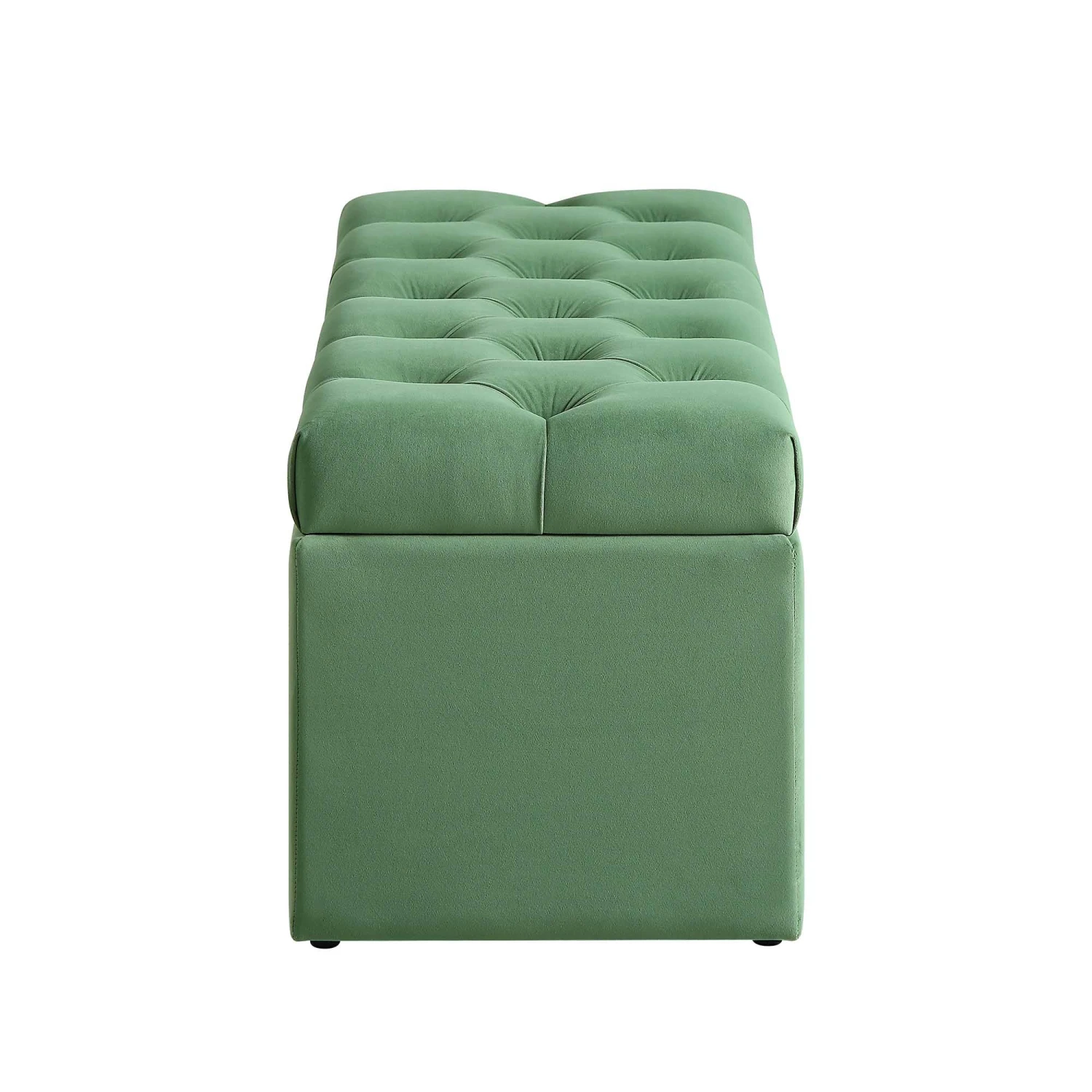 Leamington Deep-Buttoned Ottoman Storage Bench, Meadow Green Velvet 11 Leamington Deep-Buttoned Ottoman Storage Bench, Meadow Green Velvet - Image 9