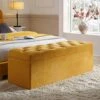 Leamington Deep-Buttoned Ottoman Storage Bench, Turmeric Yellow Velvet -FINZ Furniture Shop ZX 2183 MUST VEL main