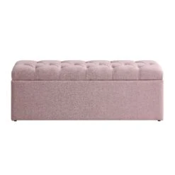 Leamington Deep-Buttoned Ottoman Storage Bench, Rosewater Pink Fabric -FINZ Furniture Shop ZX 2183 PALEPINK FAB WB3