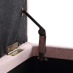 Leamington Deep-Buttoned Ottoman Storage Bench, Rosewater Pink Fabric -FINZ Furniture Shop ZX 2183 PALEPINK FAB detail2