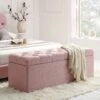 Leamington Deep-Buttoned Ottoman Storage Bench, Rosewater Pink Fabric -FINZ Furniture Shop ZX 2183 PALEPINK FAB main