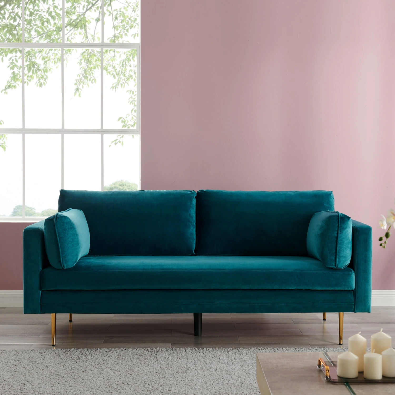 Pelham Teal Blue Velvet Fabric Sofa 3 Pelham Teal Blue Velvet Fabric Sofa