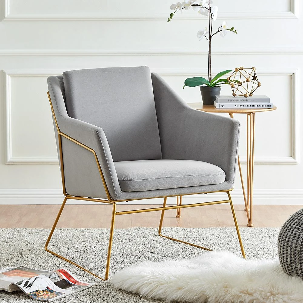 Hedy Accent Chair In Grey Velvet 3 Hedy Accent Chair In Grey Velvet