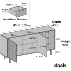 Richmond Ridged Large Sideboard, Matte Black 17 Richmond Ridged Large Sideboard, Matte Black -FINZ Furniture Shop dimensional drawings NOV 2022 BSD 108