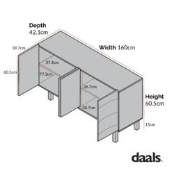 Moriko Extra Wide 4 Door Sideboard, 160 Cm -FINZ Furniture Shop dimensional drawings NOV 2022 BSD 110