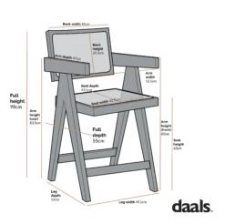Jeanne Dark Walnut Cane Rattan Solid Beech Wood Counter Stool 17 Jeanne Dark Walnut Cane Rattan Solid Beech Wood Counter Stool -FINZ Furniture Shop dimensional drawings NOV 2022 XN 2211 2