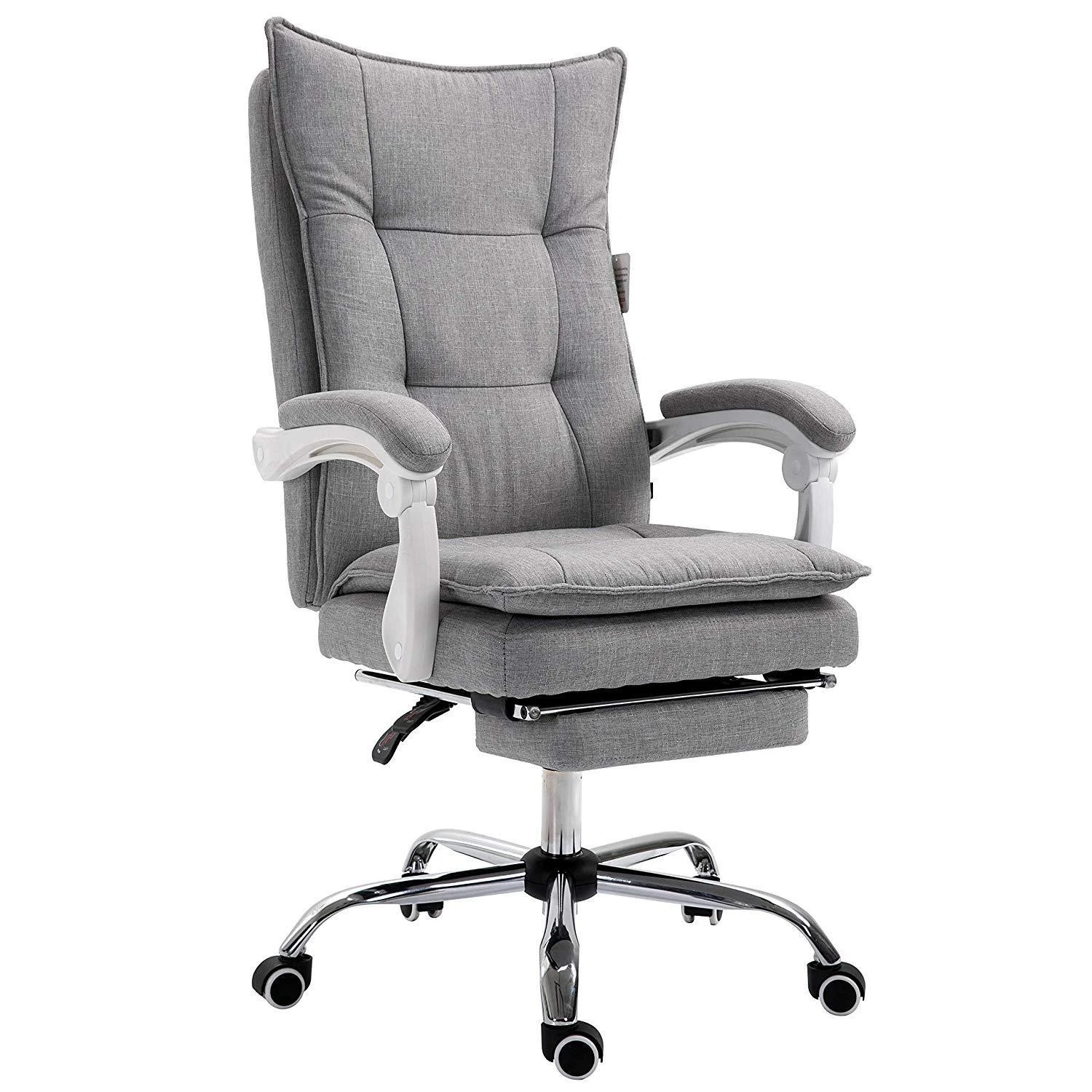 Executive Double Layer Padding Recline Office Desk Chair With Footrest, MR77 Grey Fabric 3 Executive Double Layer Padding Recline Office Desk Chair With Footrest, MR77 Grey Fabric
