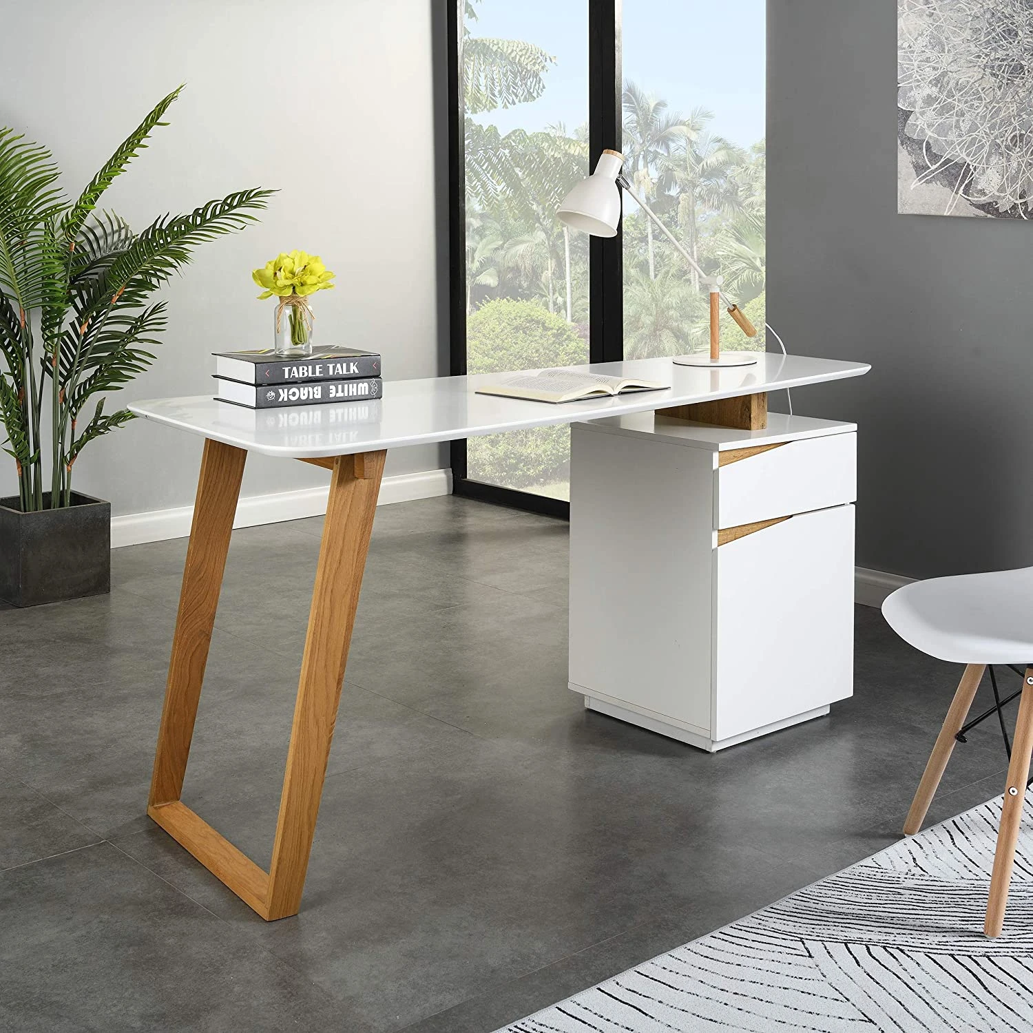 Soren Oak And White Desk With Cupboard 3 Soren Oak And White Desk With Cupboard